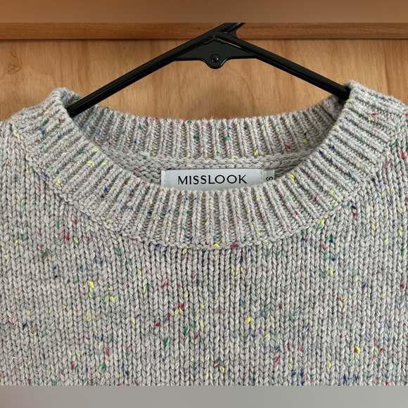 Misslook Small Cotton Sweater  Gray and colorful specks sweater - Picture 2 of 5